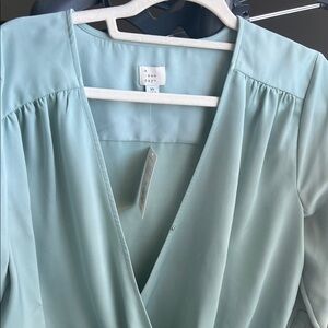 a new day Sage Green Surplice Blouse